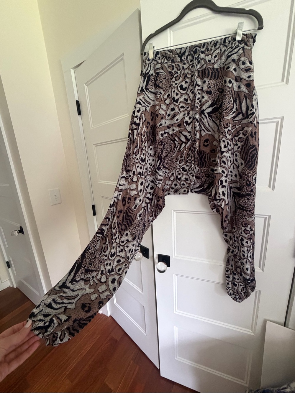 Animal Print Harem Capris - Brown Multi